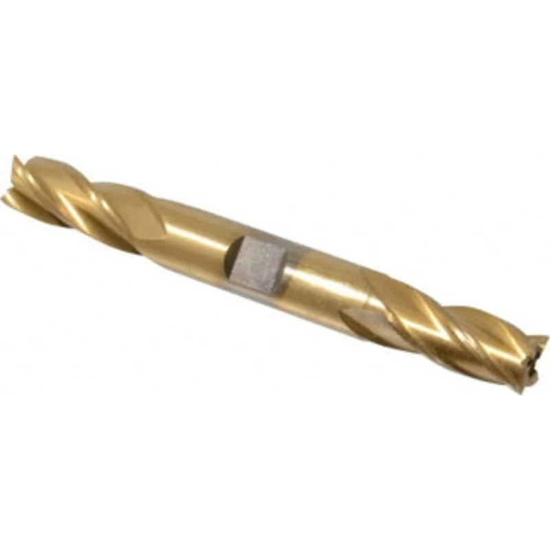 Value Collection 15/32, 1 LOC, 1/2 Shank Diam, 4-1/8 OAL, 4 Flute, High Speed Steel Square End Mill Double End, TiN F...